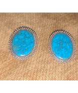 Vintage Roma turquoise possible faux Clip On Earrings Pair - £26.22 GBP