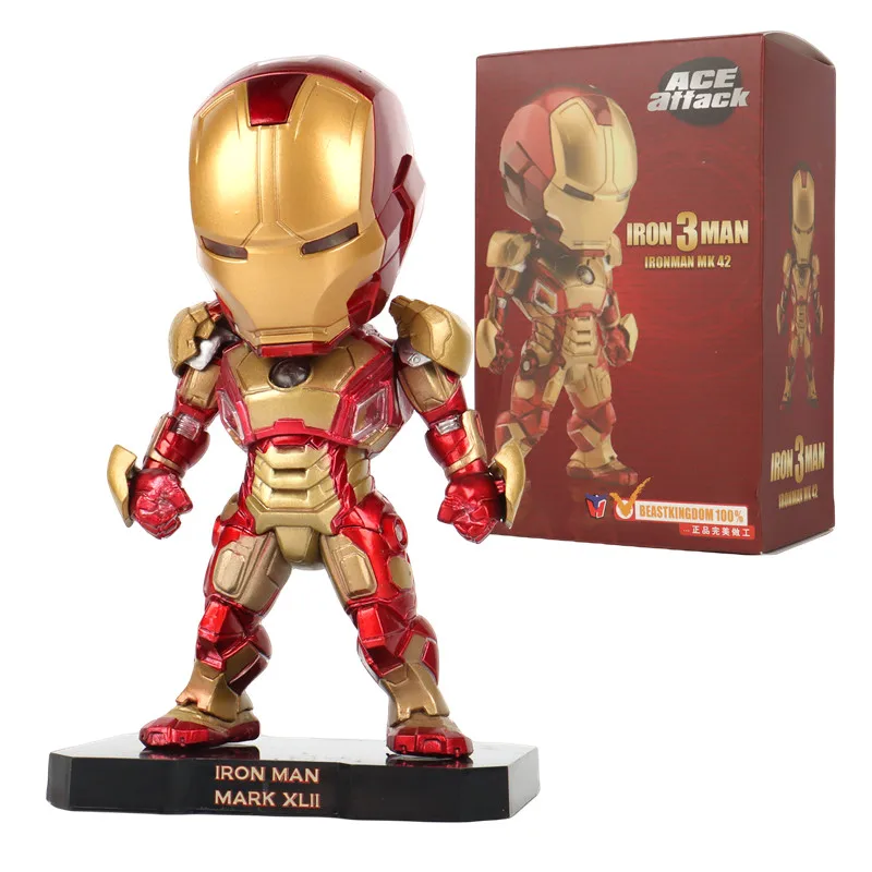 Q Version 15cm Iron Man MK42 Action figure toy model with lamp Birthday gift for - £25.10 GBP