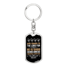 Give Thanks To Lord Psalm 107:1 Keychain Stainless Steel or 18k Gold Dog Tag Key - £33.57 GBP+