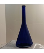 Vintage Blue Cobalt & Gold Glitter Long Neck- Funnel Shaped Glass Bottle/ Vase - $44.55