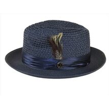 Men's Summer Spring Braid Straw style Hat by BRUNO CAPELO JULIAN JU907 Navy image 3