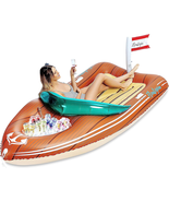 Inflatable Giant Boat Funny Pool Floats Raft with Reinforced Cooler Beac... - £43.26 GBP