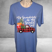 Christmas Grandchild is My Greatest Gift Grandparents Gift T-Shirt, Blue... - $9.99