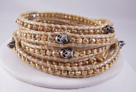 Chan LUU Gold on Gold with Sterling Silver Skulls Wrap - £196.99 GBP
