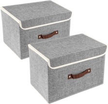 Tyeers Foldable Storage Boxes With Lids 2 Pack Fabric Storage Bins With, Gray - £30.35 GBP