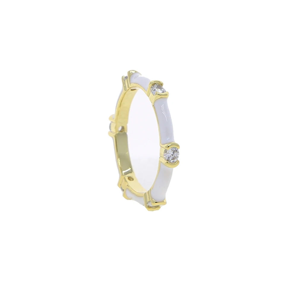 Colorful Enamel GolBand Ring For Women Girl Neon CZ Stack Stacking Finger Rings - £12.87 GBP