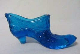 Vintage Fenton Glass Blue Daisy &amp; Button Shoe Slipper - £7.63 GBP