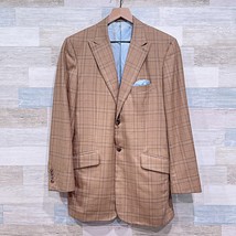 Holland &amp; Sherry Bespoke Peak Lapel Sport Coat Tan Plaid Savile Row Mens... - $544.49