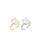 Big Clear Oval CZ Silver Adjustable Ring, Sku#LX775 - $5.90