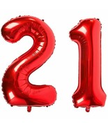 Red Number 21 Balloons,40 Inch Birthday Number Balloon Party Decorations... - $17.71 CAD