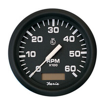 Faria Euro Black 4&quot; Tachometer w/Hourmeter - 6,000 RPM (Gas - Inboard) - £124.03 GBP