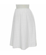 EILEEN FISHER White Cotton Dobby Voile Textured Stripe Flare Skirt L - €68,65 EUR