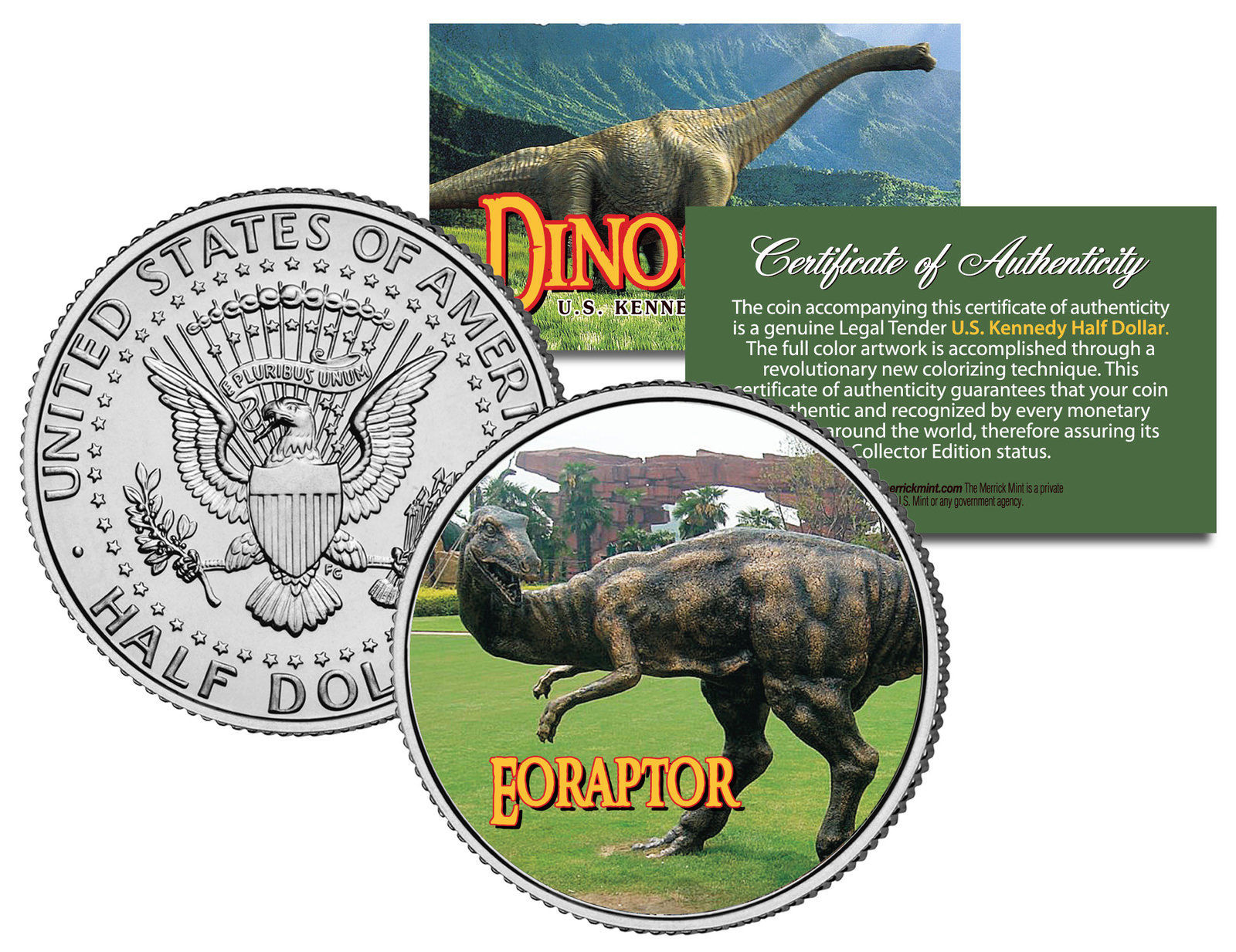 EORAPTOR ** Collectible Dinosaur ** JFK Kennedy Half Dollar U.S. Coloriz... - $12.16