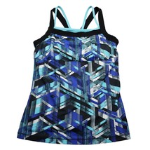 Racerback Swimwear Womens Multicolor Square Neck Geometric Tankini - $18.69
