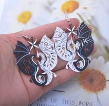 Large Flying Dragon Heart Cut Out Earrings - $12.38