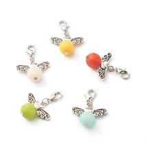 Clip On Charm Dangles Assorted Lot Bead Drops Set Mixed Pendants Jade Ge... - £5.45 GBP