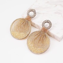 MANILAI Bohemia Resin Beads Drop Dangle Earrings Women Circular Silk Ribbon Eleg - £8.26 GBP
