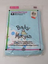 Vintage Baby Morgan Waffle Knit Thermal Baby Towel Made in USA Cotton Blue - £18.96 GBP