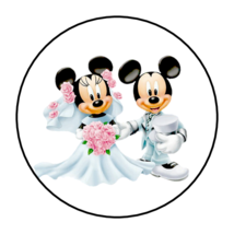 30 Bride &amp; Groom Mickey &amp; Minnie Mouse Stickers Envelope Seals Custom Made 1.5&quot; - £5.96 GBP