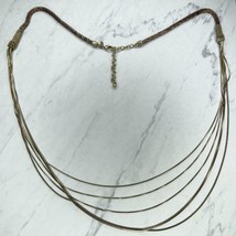 Chico’s Silver and Bronze Tone Beaded Multi Strand Long Necklace - £10.24 GBP