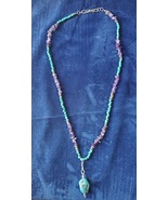 Turquoise Bead and Amethyst Chip Opera Length Necklace - $39.95