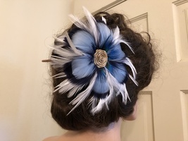 Blue Peacock Christmas Feather Hair Pick,Up-Do Hair Pick,Hawaiian Feathe... - £54.35 GBP