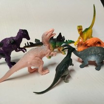 SET of 7 Plastic 4&quot;-6&quot; Dinosaurs Figures - Triceratops Brontosaurus Rapt... - $9.90