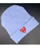 Keith Haring Blue Rolled Knit Beanie Embroidered Laughing Red Heart - €18,05 EUR