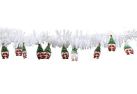 1 PK White Garland with Gnomes Holiday Xmas Winter Decor Party 9ft - £9.13 GBP