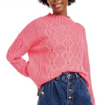 Hooked Up By Iot Junior&#39;s Cable Knit Sweater Bright Pink Size Small - £11.59 GBP