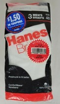 NIP Vintage Mens Hanes Briefs Underwear 3 Pack 1987 Slightly Imperfect sz 40 - £23.27 GBP
