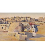 Pueblo Indian Woman Baking Bread Postcard Oven - $2.99