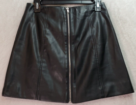 FOREVER 21 A Line Skirts Womens Small Black Leather 100% Polyester Front... - $11.18