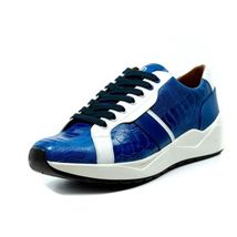 Lyon Genuine Ostrich Classic Calfskin Fashion Sneaker Blue / White image 2