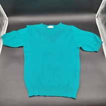 Pendleton Women&#39;s Teal 100% Cotton Short Sleeve Pullover Sweater Size Me... - $19.79