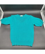 Pendleton Women's Teal 100% Cotton Short Sleeve Pullover Sweater Size Medium - $19.79
