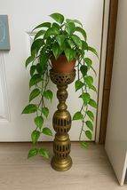 Vintage Brass Planter Stand Accent Candle Plant Floral Filigree 30” Tall - $147.51