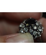 14K White Gold Sapphire Diamond Flower Design Cluster Halo Ring Size 9 1/2 - £629.53 GBP