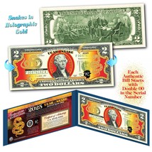 2025 Cny Chinese Lunar New Year Us $2 Bill Gold Hologram Year Of The Snake Blue - $14.92