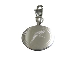 Silver Toned Oval Etched Macaw Bird Pendant Zipper Pull Charm - £27.96 GBP