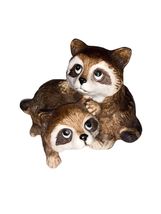 Vintage Homco Hand Painted Ceramic 2 Raccoon Figure 1454 Figurine Statue... - $203.90 MXN