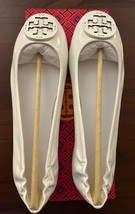 NEW Tory Burch Minnie Travel Logo Patent Leather Ballet Flats Gardenia S... - $228.00