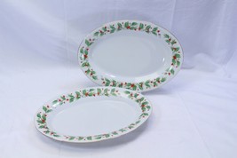 China Pearl Noel Platters 14&quot; Brown Back Stamp Lot of 2 - £35.32 GBP