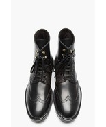 Handmade Men&#39;s Wingtip brogue black leather boots, Men black leather ank... - $3,317.03 MXN+