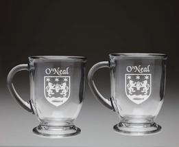 O&#39;Neal Irish Coat of Arms Glass Coffee Mugs - Set of 2 - £27.11 GBP