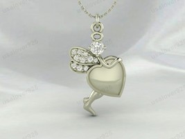 925 Sterling Silver Fairy Pendant Necklace with Heart and Diamond Stone ... - £31.36 GBP+