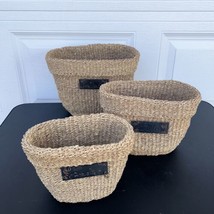 Set 3 Natural Woven Storage Basket for Organizing, Wicker Baskets, Braided  (K5) - £51.71 GBP