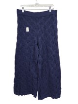 Women&#39;s Plus Size Navy Blue Knit Wool High-Rise Palazzo Wide Leg Pants L - £8.67 GBP