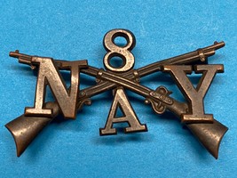 1895-1904, NY MILITIA, 8th INFANTRY RGT, A COMPANY, OFFICER, COLLAR INSI... - $30.00