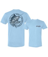 Slow Livin&#39; Blue Marlin Charters Light Blue Cotton T-Shirt - £19.65 GBP
